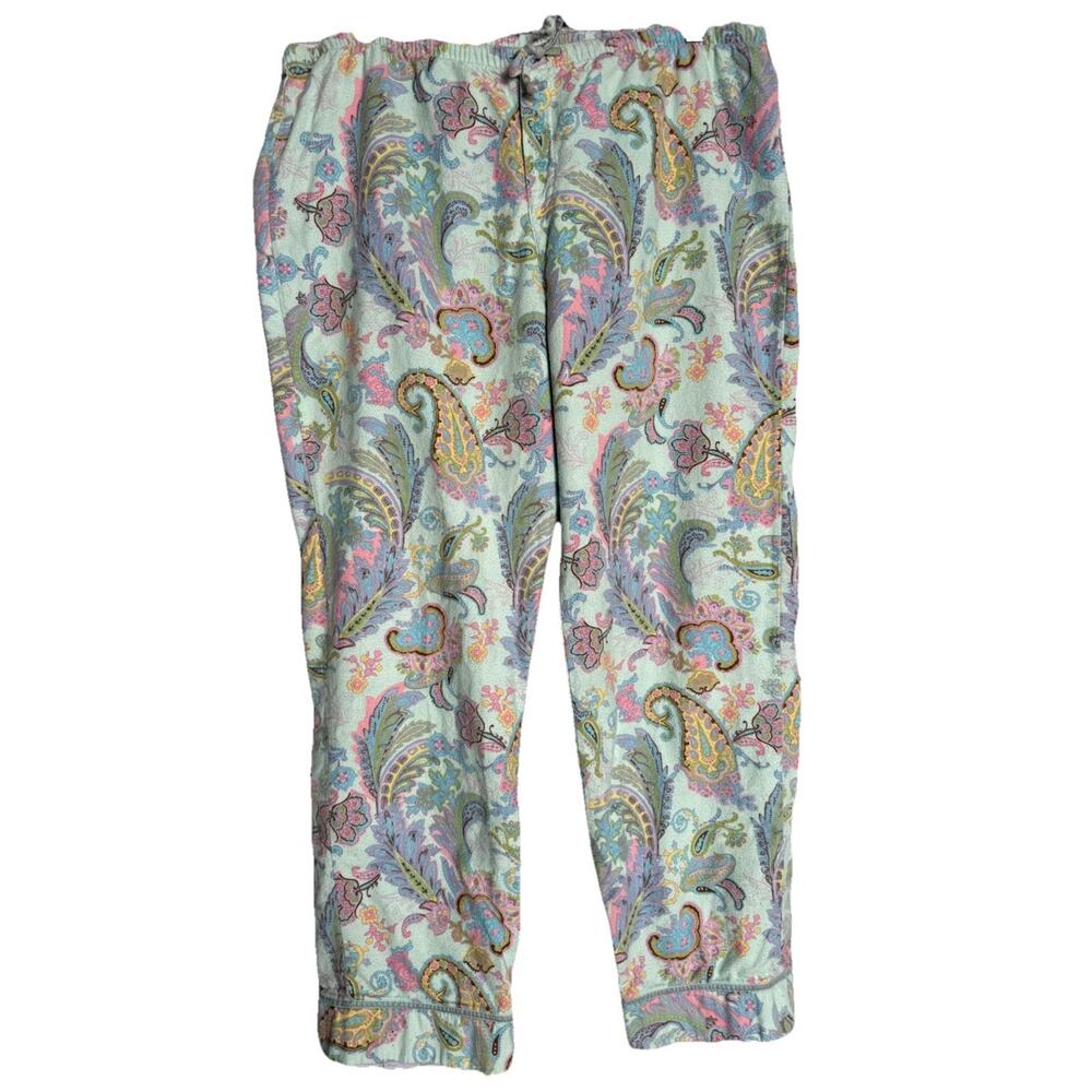 PJ Salvage Mint Green Multi Paisley Flannel Lounge Pant EUC Sz XL